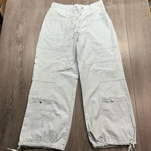 Habitual Womens Cargo Pants Light Blue Wide Leg Drawstring Hem Large HNH01809B